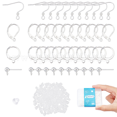 PandaHall 100 Pcs 304 Stainless Steel Lever Back Earring Hooks Earwire with  Open Loop 15x10x1.5mm for Jewelry Making