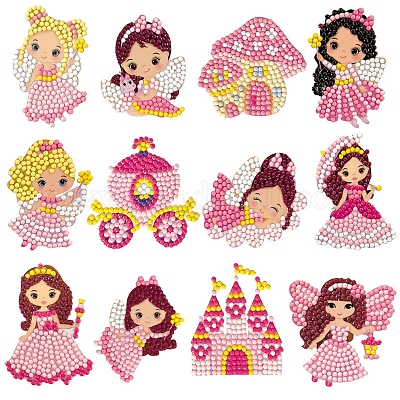 DIY Princess & Castle Diamond Painting Sticker Kits, including Self  Adhesive Sticker, Resin Rhinestones, Diamond Sticky Pen, Tray Plate and  Glue Clay