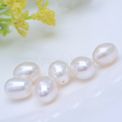 5pcs/lot Natural Freshwater Pearls Beads Cultured Oval Large Hole