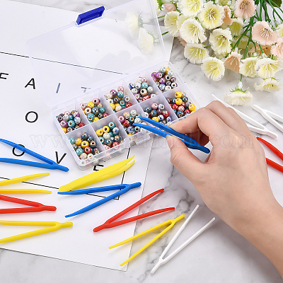Assorted Colors Plastic Tweezers, Craft Forceps For Beading