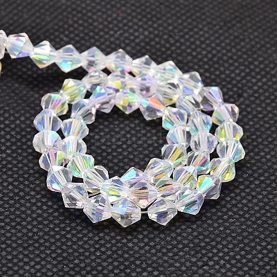 NBEADS 10 Fili Di Perline Bicono In Vetro 4x4 Mm - Imitazione Cristallo Austriaco Colore AB Placcato, Foro 1 Mm, Circa 120 Pezzi Per Filo (46 Cm)