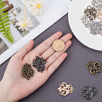 Wholesale OLYCRAFT 8 Pairs Swirl Flower Sew on Cape Cloak Clasp Fasteners  68 x 30mm Hook and Eye Cardigan Clip for Rope 