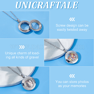 Crystal Glass Floating Charms Locket Living Memory Pendant