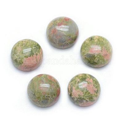 Cabochons en unakite naturelles&nbsp;G-P393-R31-10mm-1