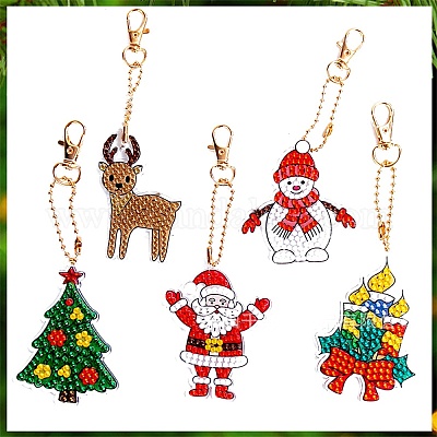 Wholesale Christmas Theme DIY Diamond Painting Keychain Kit 
