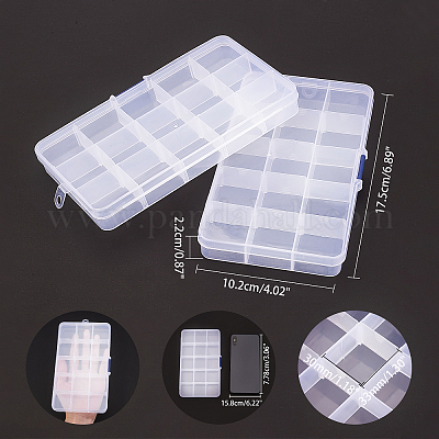 Wholesale PandaHall 4 Pack 15 Grids Clear Plastic Organizer Box Storage  Container Adjustable Divider Removable Grid Compartment for Jewelry Beads  Earring Fishing Hook Small Accessories (6.8x4X0.8”) 