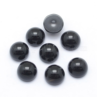 Natürlich gefärbte und erhitzte schwarze Achat-Cabochons&nbsp;G-P393-R02-6mm-1
