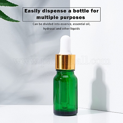 2pcs 20ml Glass Drop Bottles,Refillable Essential Oil Perfume Liquid  Dropper Solution Bottles Empty Bottle Decor(Gold)