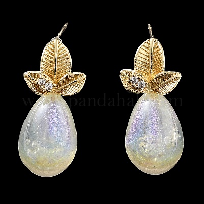Boucles d'oreilles en laiton et verre&nbsp;EJEW-Q811-01KCG-1