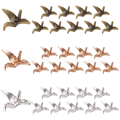 SUNNYCLUE 1 Box 30PCS Alloy Paper Crane Beads Metal Antique Bronze Gold Silver Beads Loose Jewelry Connector Spacer Beads for Jewelry Making Beads DIY Necklace Braceletdiy Earring Accessory FIND-SC0001-82-1