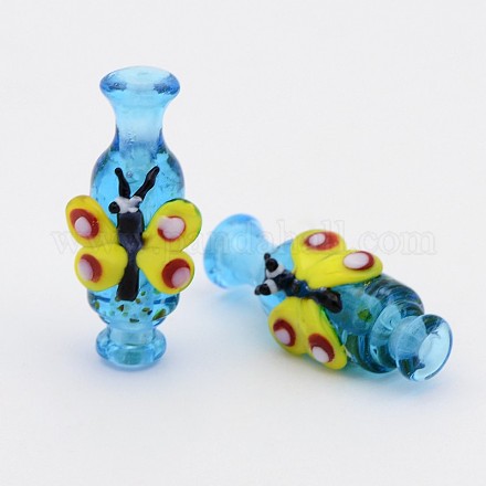 Handmade Lampwork 3D Vase with Butterfly Big Beads LAMP-L047-05-1