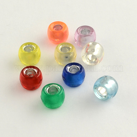 Imitation feuille d'argent en verre acrylique perles européennes MACR-Q155-M-1
