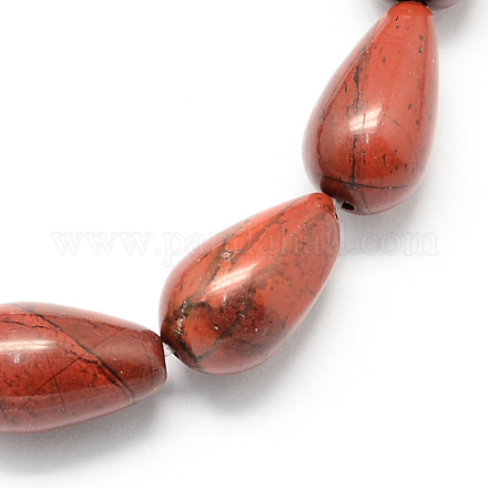 Teardrop Shaped Natural Gemstone Red Jasper Beads Strands G-S107-10-1
