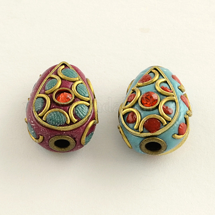 Teardrop Handmade Rhinestone Indonesia Beads X-IPDL-Q036-15-1