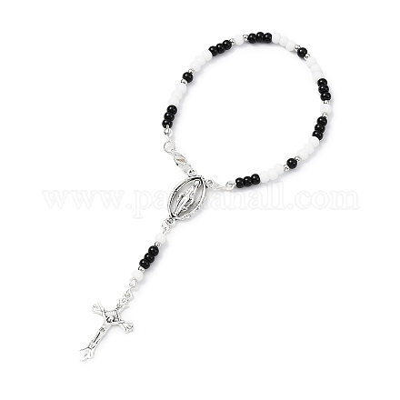 Bracelet à breloques croix en alliage BJEW-TA00425-1