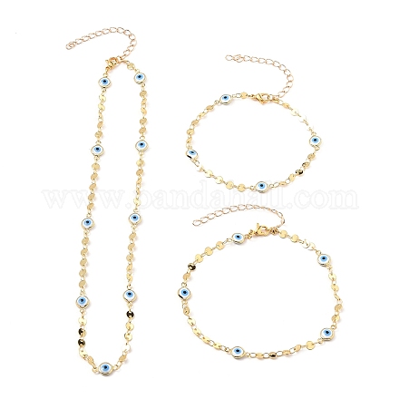 Ensembles de bijoux de chaînes en laiton à la main SJEW-JS01142-1