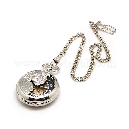 Steampunk alliage de bijoux pendentif rond et plat montres de poche mécanique WACH-M035-03P-1