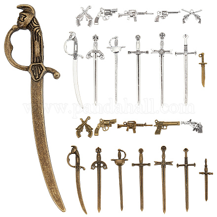 Sunnyclue 24 pièces kit de pendentif épée et pistolet pour la fabrication de bijoux DIY-SC0017-50-1