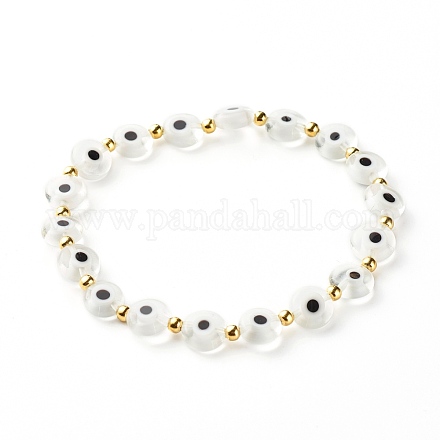 Bracelet extensible fait main de perles au chalumeau mauvais œil BJEW-JB06864-01-1