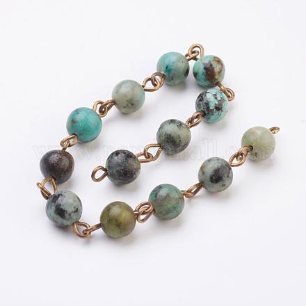 Chaînes de perles de turquoise (jaspe) africaines naturelles AJEW-JB00332-02-1