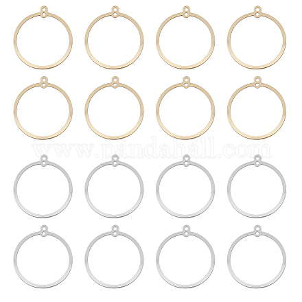 Hobbiesay 32 pz 2 stile ottone 2 fori anello grande rotondo anello dorato geometrico assemblaggio orecchini pendenti collana creazione di gioielli per orecchini ciondolo collana cavigliera fai da te KK-DC0002-19-1