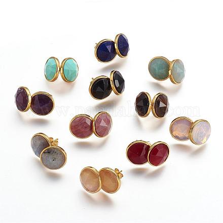 Natural & Synthetic Mixed Stone Ear Studs EJEW-G197-B-1