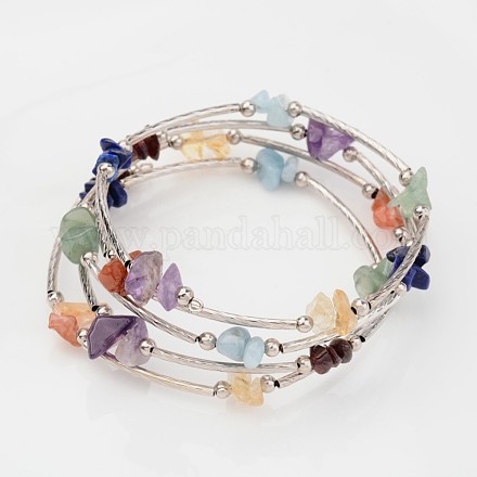 Quatre boucles de pierres précieuses naturelles bracelets d'emballage perles X-BJEW-JB02332-02-1