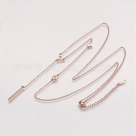 304 Stainless Steel Necklaces NJEW-K065-14RG-1