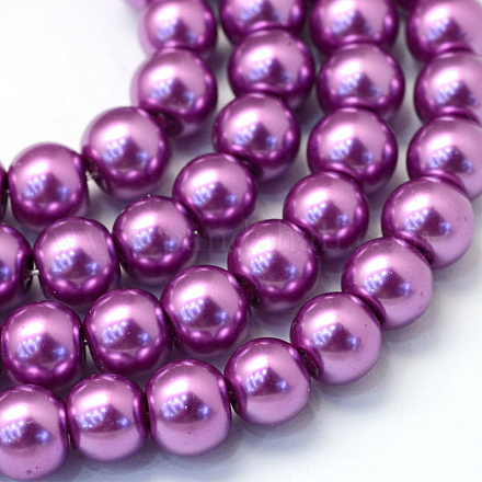 Backen gemalt pearlized Glasperlen runden Perle Stränge HY-Q003-12mm-16-1