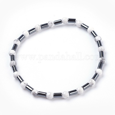 Bracelets extensibles de howlite naturelle BJEW-JB03740-03-1