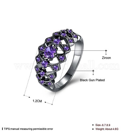 Модный латунь кубического циркония палец кольца RJEW-BB27430-D-6-1