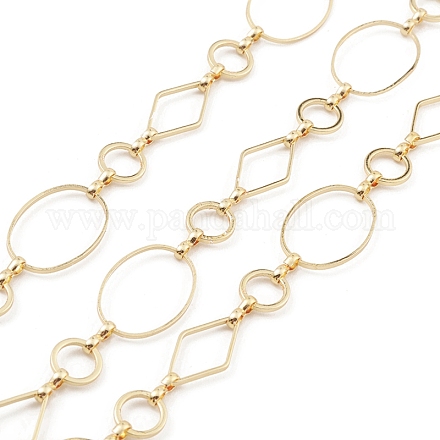 Brass Oval & Ring & Diamond Link Chains CHC-M025-22G-1