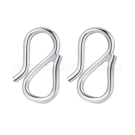 BENECREAT 4 PCS 925 Sterling Silver S-Hook Clasps Necklace Clasp Jewelry Findings for DIY Jewelry Making STER-BC0001-49-1