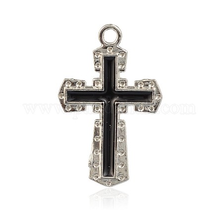 Platino chapado en esmalte de la aleación colgantes cruz latina ENAM-J560-01P-1