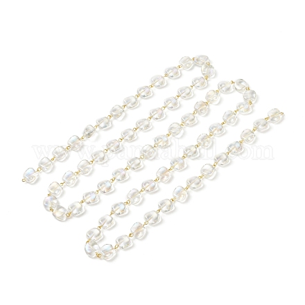 Chaînes de perles de verre électroplaqué à la main AJEW-JB01098-1