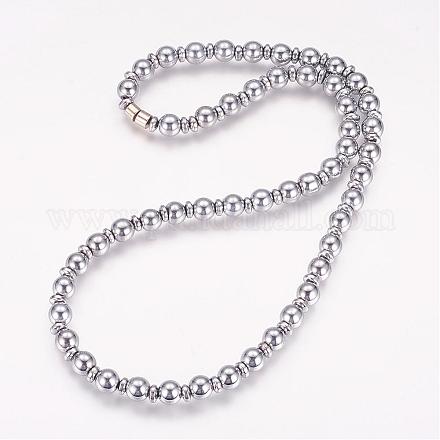 Magnétiques colliers de perles d'hématite synthétique NJEW-P154-08-1