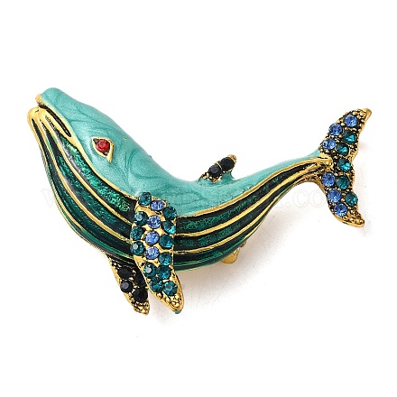 Broche de rhinestone coloridos de aleación de ballena JEWB-R025-06-1