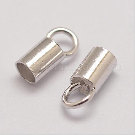 Rhodium Plated 925 Sterling Silver Cord Ends STER-A012-56-1