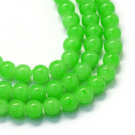 Backen gemalt Nachahmung Jade Glas runden Perle Stränge X-DGLA-Q021-6mm-09-1