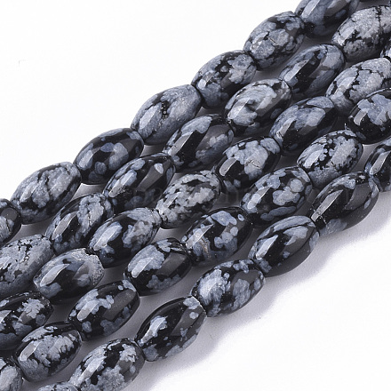 Chapelets de perles de flocon de neige en obsidienne naturelle G-S364-012-1