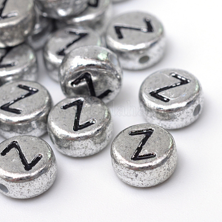 Plated Acrylic Horizontal Hole Letter Beads PACR-Q099-03Z-1