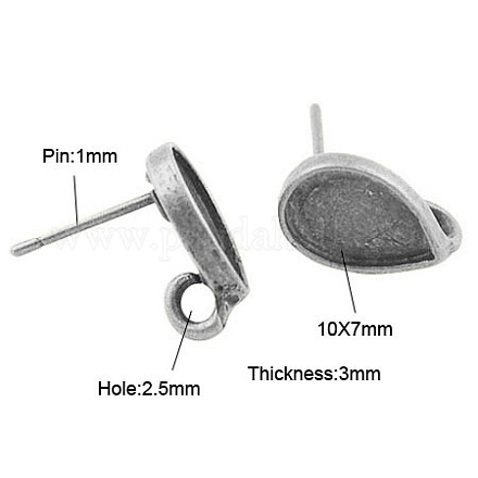Tibetan Style Ear Stud Components TIBE-A21348-AS-FF-1