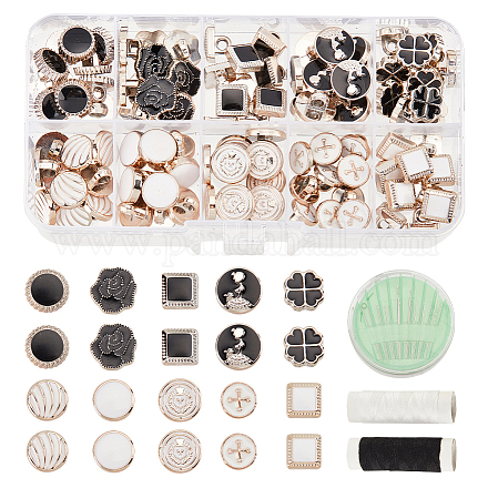 100Pcs 10 Style Plastic with Enamel Buttons DIY-WH0410-17-1