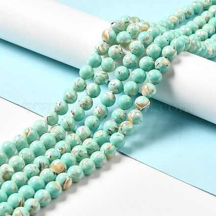 Synthetic Turquoise and Sea Shell Assembled Beads Strands G-D482-01C-08-1