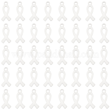 DICOSMETIC 50Pcs Awareness Ribbon Charm Breast Cancer Awareness Charms Hope Ribbon Pendant Dangling Autism Ribbon Bead Stamp Blank Tags Pendants for DIY Jewelry Craft Making Supplies STAS-DC0011-48-1