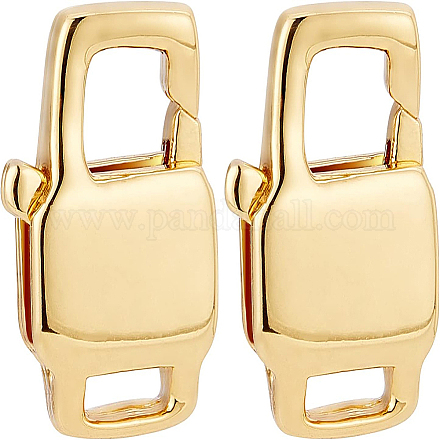 BENECREAT 10pcs 18K Gold Plated Brass Lobster Claw Clasps Rectangle Trigger Holders for DIY Crafts Jewelry Making KK-BC0004-71-1