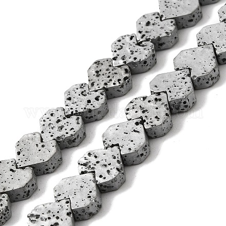 Electroplated Natural Lava Rock Beads Strands G-Q1009-G01-01C-1