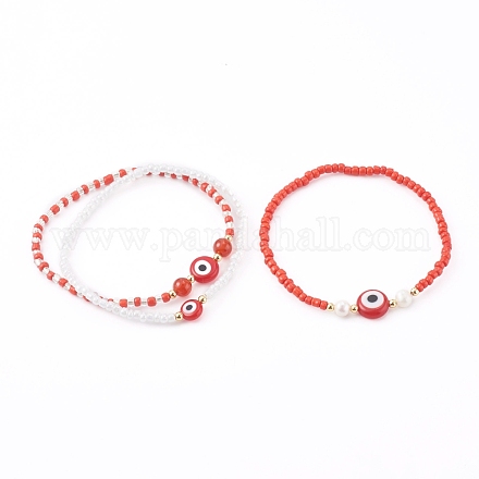 Bracelets extensibles en perles de verre BJEW-JB05969-03-1
