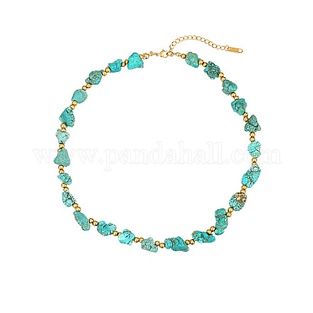 Collana di pepite di perline turchesi sintetiche da donna GU1557-1