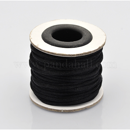 マクラメラテール中国結び作り用コードラウンドナイロン編み込みひも糸  サテンコード  ブラック  2mm  約10.93ヤード（10m）/ロール NWIR-O001-A-05-1